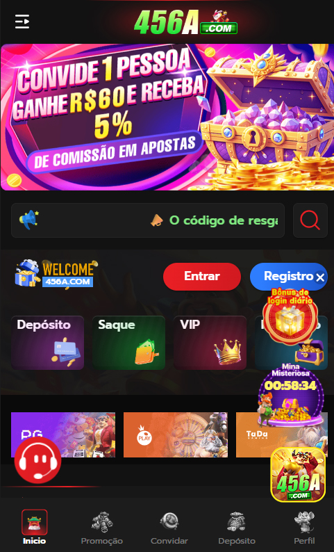 456a.com Convide e Ganhe no 456a.com: R$ 60 por Amigo + 5% de Comissão